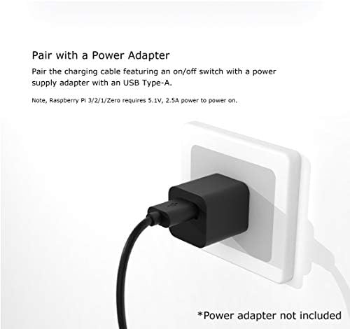Akasa USB 2.0 Type-A to Micro-B Cable with Switch | USB Power Switch for Raspberry Pi 3 Power Supply Cable | 150cm | AK-CBUB58-15BK