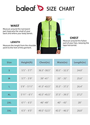 Baleaf Men's Winter Cycling Vest Reflective Running Warm Thermal Gilet Windproof Fleece Jacket Cold Weather Gear Fluorescent Yellow L #TOP7