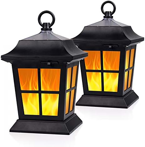 KMC LIGHTNG KF130X2 Solar Lantern Light Flickering Flame Waterproof Umbrella LED Flame Lights Hanging Lamps for Patio Deck Yard Path Driveway etc.