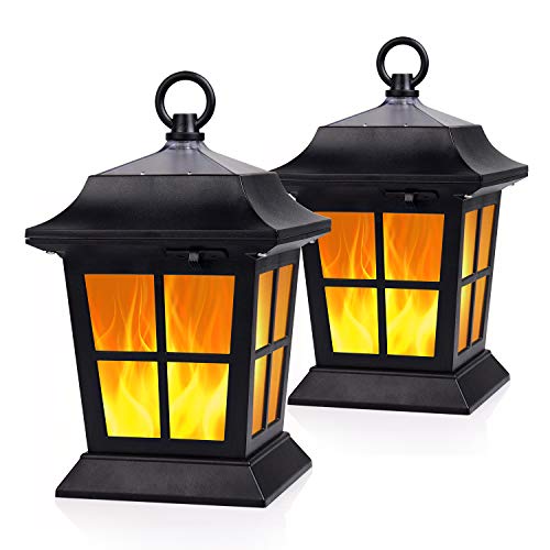 Kmc Lightng Kf130X2 Solar Lantern Light Flickering Flame Waterproof Umbrella Led Flame Lights Hanging Lamps For Patio Deck Yard Path Driveway Etc. #TOP16
