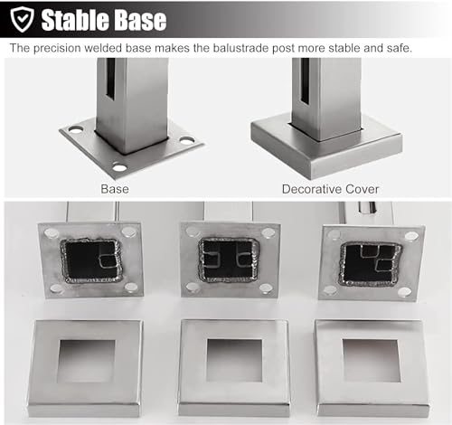 Solución para esquinas de escaleras con abrazadera de vidrio y poste de 85 cm en acero 5