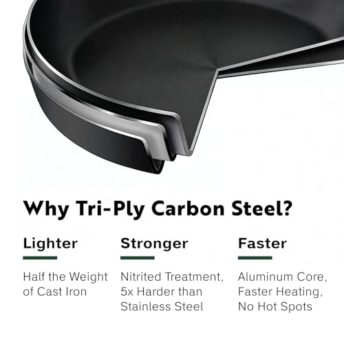 PROCASA 13 Inch Tri Ply Carbon Steel Wok Pan - Naturally Nonstick, Nitrided Carbon Steel - Lightweight, Non Toxic Cookware, No Coatings - Induction Wok, Oven, Outdoor Grill Cooking by PROCASA - Used condition - Image 6
