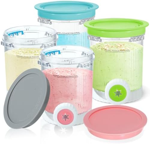 PCTTOIL 4 Stück Pint Behälter für Ninja CREAMi Scoop & Swirl Eismaschine | Swirl Pints und Deckel kompatibel mit Ninja NC700 NC701EU NC701EUSTGD Serie, BPA-frei & Spülmaschinenfest