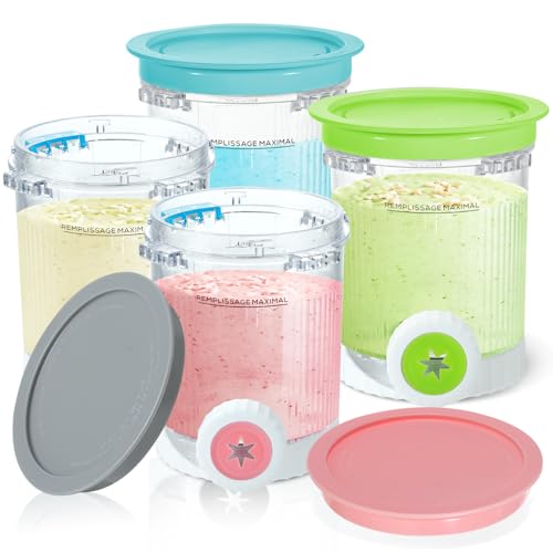 PCTTOIL 4 Stück Pint Behälter für Ninja CREAMi Scoop & Swirl Eismaschine