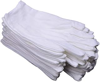 CTKcom 6 Pairs White Soft 100% Cotton Gloves,Large Size for, White, Size 6.0