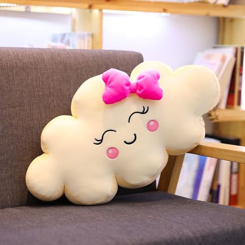Fuchsia Cloud Throw Pillows Soft Plush Cloud Shaped Sofa Lumbar Cushion Chic Stuffed Home Decorative Pillow for Nursery Room Sofa Couch Bed,Fuchsia Bow 19.6 in