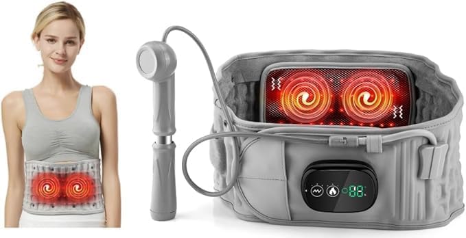 Cinturón de apoyo lumbar para ciática faja térmica con masajeador de espalda recargable
