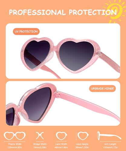 QALLY Kids Sunglasses Polarized Heart-Sunglasses: Toddler girls Sun Glasses with UV Protection for Youth Child 3Pack Age 3-12 — view 3