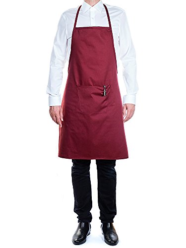ROLL DRAP Delantal Peto Color Burdeos con Bolsillo