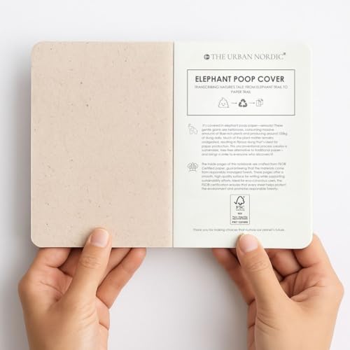 Image of Elephant Poop Pocket Notebook (9 x 14 cm) Pack of 10 | Unique Mini Journal for Gifting & Daily Notes | 64 Ruled Pages | Recycled Paper