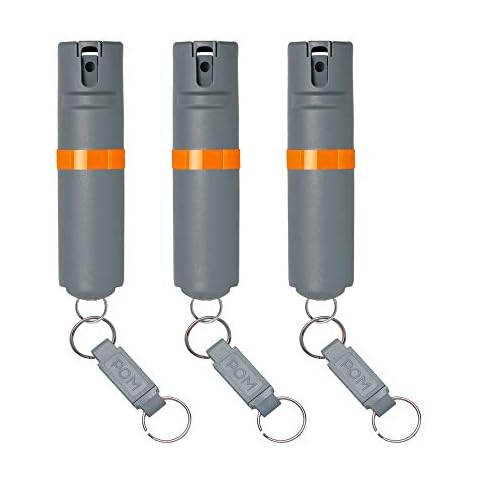 POM Pepper Spray Flip Top Keychain - Maximum Strength OC Spray Self Defenes - 25 Bursts, 10ft Range - Accurate Stream Pattern Cover