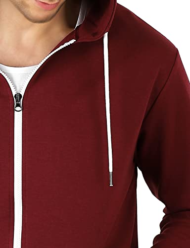Ohoo Men's Slim Fit Water-Resistant Zip Up Hoodie Sweatshirt Jacket with Pockets and Hood Visor4