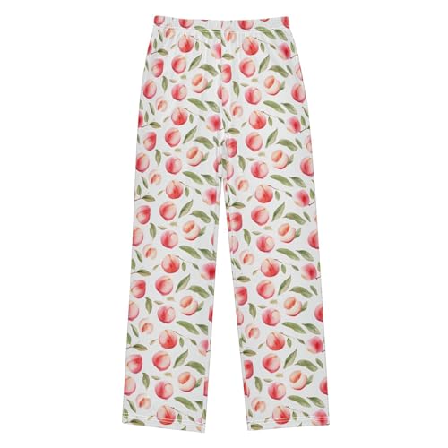 Fruit Peach Long Pajama Pants Elastic Waist PJ Bottoms with Pockets S A1131122