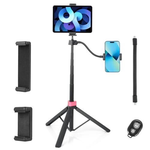 UTEBIT Trípode para Movil, Extensible Palo Selfie Tripode 160cm con Inalámbrico Control Remoto, 360° de Rotación de Soporte de Trípode de Teléfono Compatible con iPhone, con Samsung, iPad, Cámara