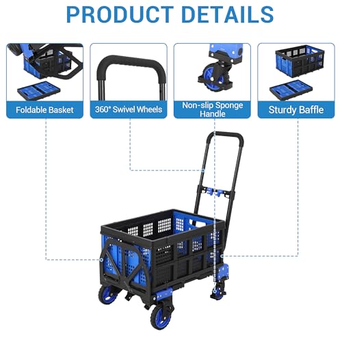 Carretilla plegable 2 en 1 con cesta para hogar y oficina miniatura 4