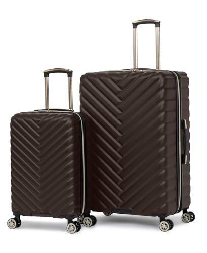 Kenneth Cole REACTION Women's Madison Square Hardside Chevron Expandable Luggage, Chocolate Brown, 2-Piece Set (20