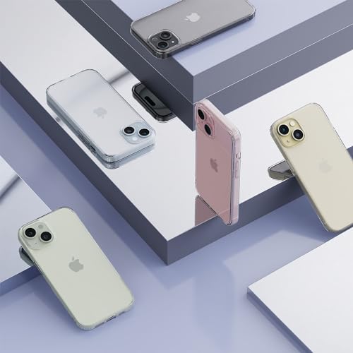Image of Vaku Luxos Glassy Clear Back Cover Case for iPhone 15 Plus Shockproof Slim Thin Non-Yellowing Scratch Resistant Military-Grade Protection - Transparent