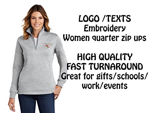 INK STITCH Women Lst253 Custom Embroidery Logo Texts Personalized Quarter Zip Up Pullover4