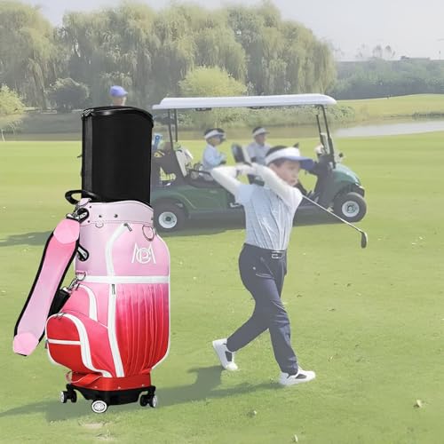 FabriGBrix おしゃれ ジュニア ゴルフバッグ キャディバッグ メンズ レディース クラブケース 大容量 8分割 13本収納 多機能 ポータブル ゴルフ練習器具 万向輪付き 持ち運び 安全保護 ロック クラブ保護 防水 耐摩耗性 人気 航空便で預け