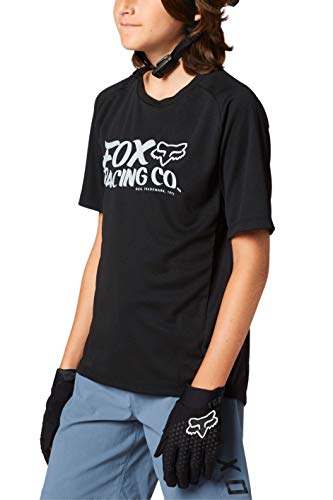 Fox Racing Unisex-Child Defend Short Sleeve Mountain Biking Jersey,Black,Youth X-Large