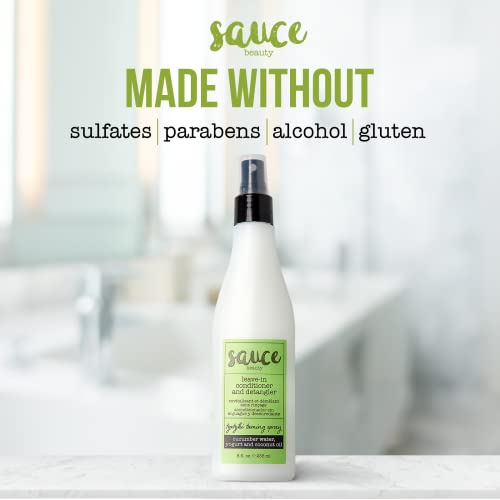 Sauce Beauty Tzatziki Leave In Conditioner And Detangler Spray - Leave In Conditioner For Curly Hair, Oily & Damaged Hair - Smoothening & Taming Leave-In Conditioner Spray With Coconut Oil (8 Fl Oz) #TOP7