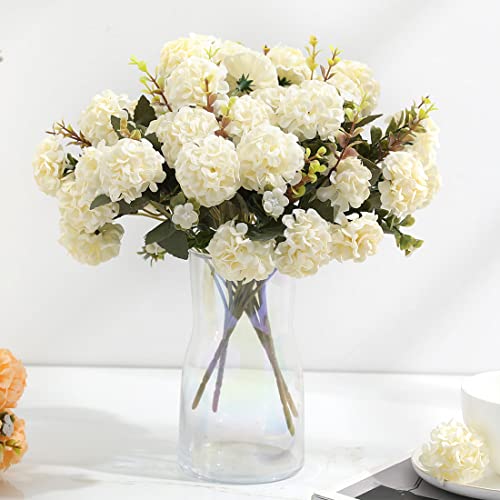 Künstliche Blumen,Kunstblumen Unechte Blumen Deko Künstlich Seide Hortensien Dekoration Plastik Nelken Blumenarrangements Hochzeit Blumenstrauß(Beige) Cover