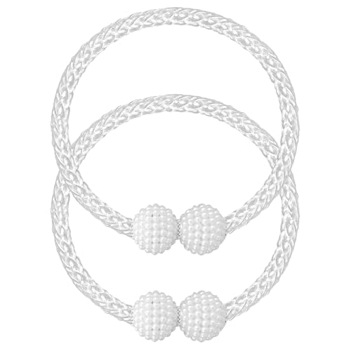 Image of 4Pack Magnetic Curtain Tiebacks, Curtain Tiebacks Buckles Holdbacks Holder Hooks Clip,Decorative Drape Handmade Curtain Tie Back(White)