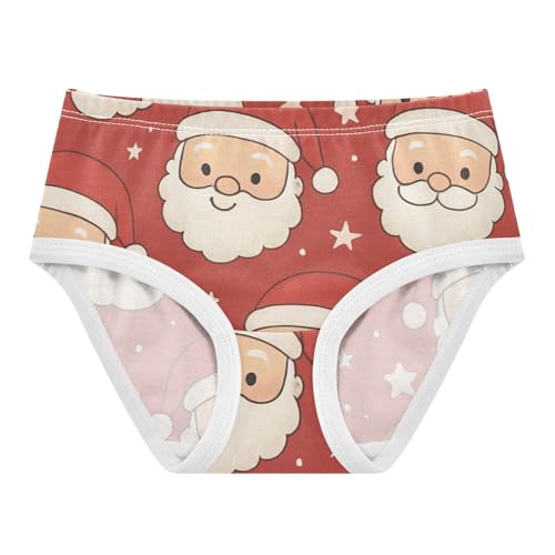 Girls' Underwear Moisture Wicking Organic Underpants for Kid Christmas Santa Faces in Sizes 2T,3T, 4T, 5T, 6Y and 8Y
