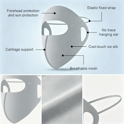 Image of SANNIDHI Full Face Mask for Sun Protection, 3D Face Cover for Women Men, UPF 50+ Summer Face Mask for Women, Breathable Ice Silk Cooling Sun UV Masks for Biking, Driving (Reusable)