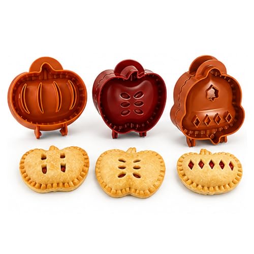 3PCS Dough Presser Pocket Pie Molds, Party Potluck Hand Pie Molds, Apple, Pumpkin And Acorn Shapes