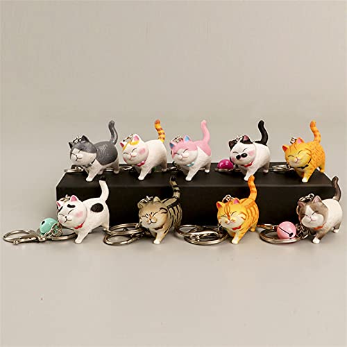 Hongtai Mooie Hars Bell Cat Sleutelhanger Auto Hanger Bag Ornament Trinket voor Vrouwen Sleutelhanger (Color : Yellow tail) - Image 5
