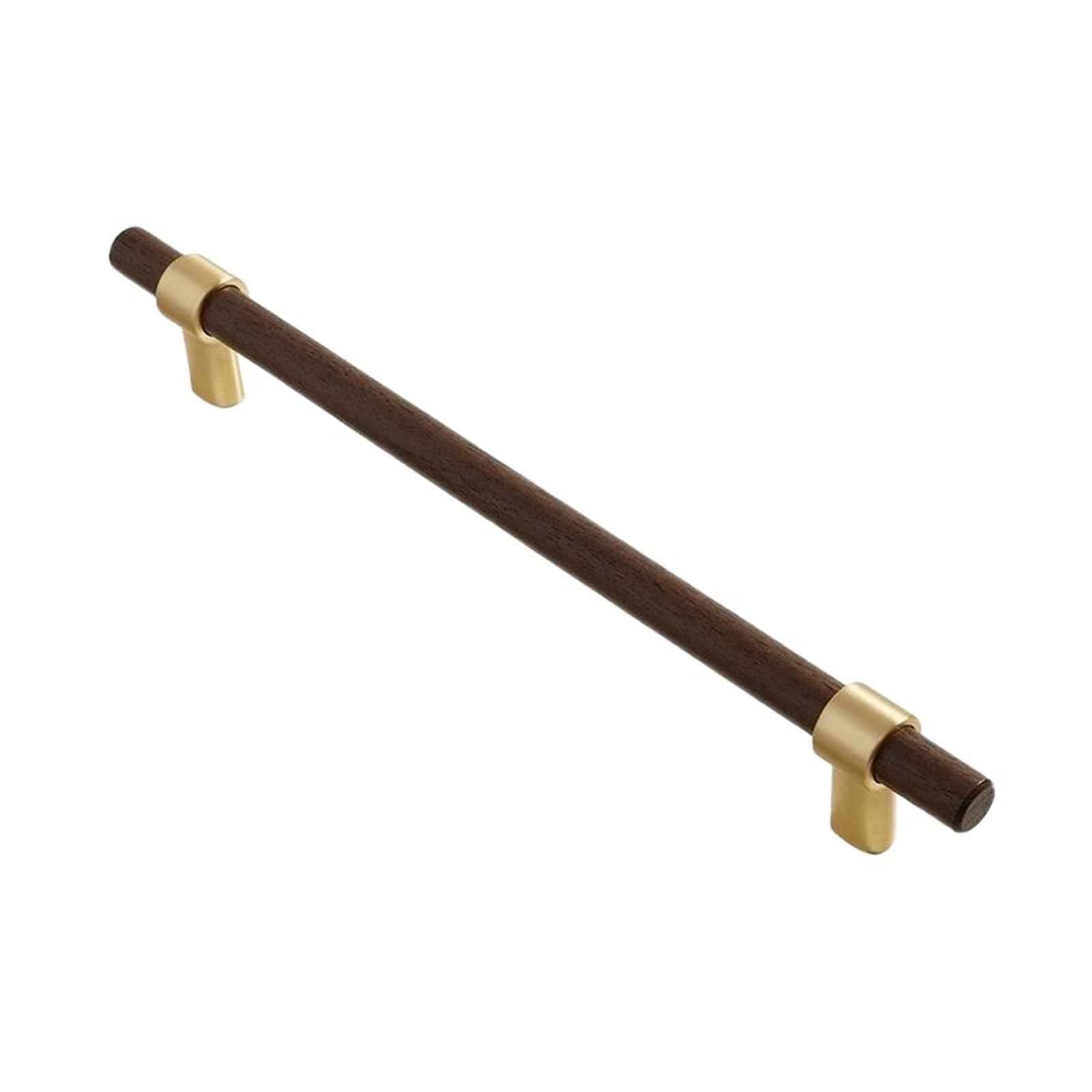 LADFRTYU Wooden Handles 2pcs Walnut Wooden Kitchen Cabinet Knobs and Handles Shoe Handle Gold Cupboard Door Pulls Hardware(CJ-1912-Walnut-192mm)