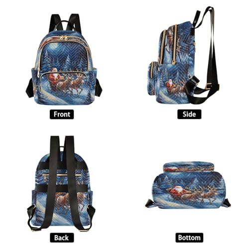 Image of ALAZA Watercolor Snow Santa Claus Deer Christmas Women Backpack Purse Ladies Fashion Shoulder Bag Daypack Travel Bag 7.5L