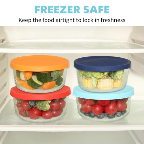 Replacement Lids for Pyrex 7202-PC 1 Cup, Silicone Round Storage Cover Lid for Anchor Hocking Glass Bowl 5 Pack Mixed Color - image 4