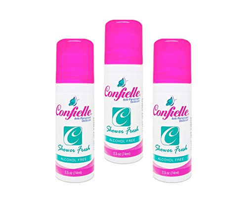 Confielle Roll-On Antiperspirant Deodorant, Alcohol Free, Scent: Shower Fresh, Pack of 3, 2.5 oz Each