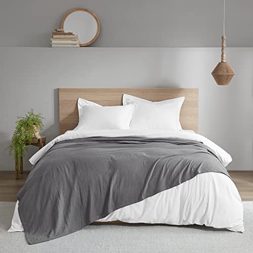 Image of Madison Park Gauze Cotton Queen Blanket Lightweight for Summer, Charcoal