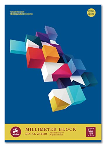 Staufen Edition Dürer Millimetre pad, DIN A4, 25 Sheets, Premium White 90 g/m² Paper, Millimetre ruling, 1 Piece