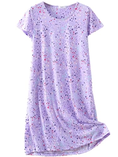 QUCH Nightgowns for women Cotton Womens Nightgown Short Sleeves Sleep Shirts Women's Sleepwear Print Pajama Night Shirts