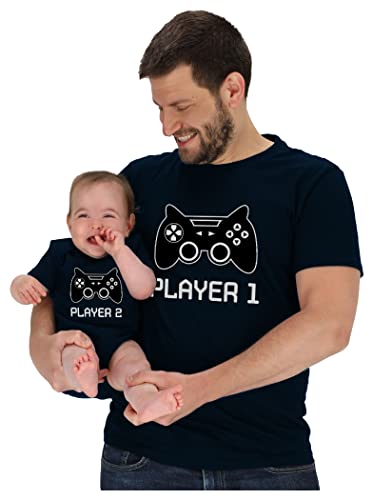 Image of Tstars Player 1 & Player 2 Dad and Baby Matching Outfits | Funny Gamer Shirt Set for Father's Day and New Dads