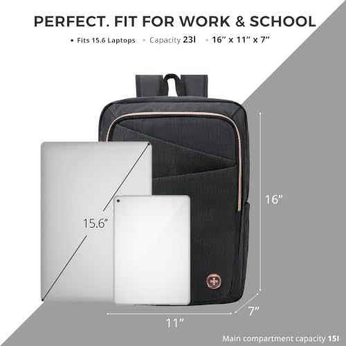 Mochila para laptop Swissdigital negra USB 15.6" miniatura 5