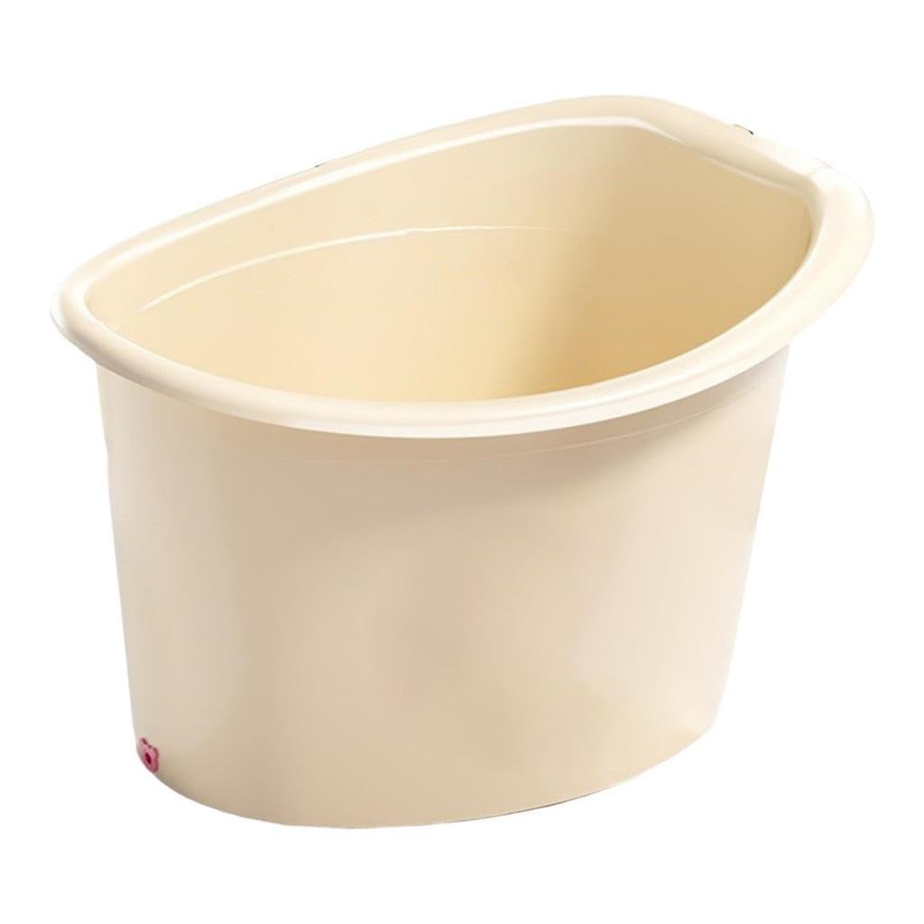 Badewanne Babybadewanne Badeeimer Ergonomisches Sitzdesign Pp rutschfest für 5 bis 8 Jahre Alte Babys Hotel Zuhause Wohnmobil, Off White S