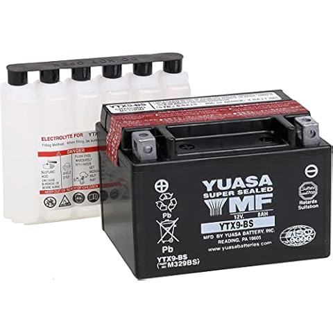 Yuasa YUAM329BS YTX9-BS Maintenance Free AGM Battery with Acid pack Cover