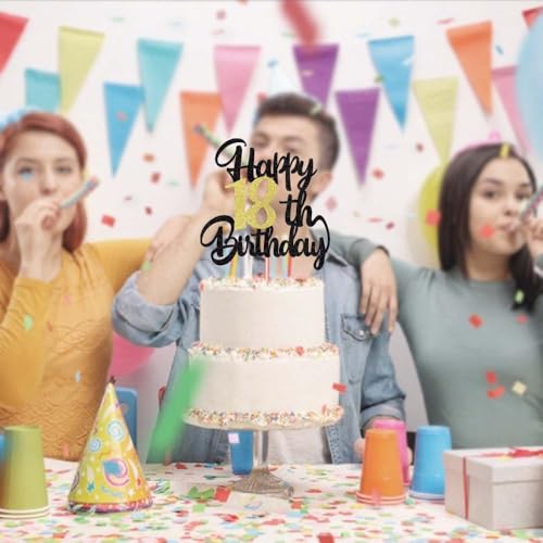 Image of 18th Birthday Cake Topper - Happy Birthday Decoration for 18th Party - Gift Plugin (18)