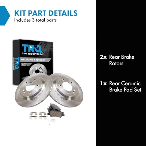Image of TRQ Rear Brake Pad and Rotor Set Ceramic Compatible with 2020-2021 Hyundai Sonata 2021 Kia K5