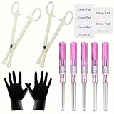 Piercing Kit - 14PCS Includeds 5PCS Mixed 20G Catheter Piercing 2PCS Piercing Clamps 5Pcs Clean Tools 2 Gloves Belly Ear Nose Piercing Kit Piercing Supplies