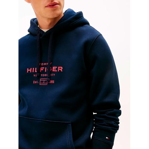 Tommy Hilfiger Herren Hoodie Oval Graphic mit Logo, Blau (Desert Sky), XS 3