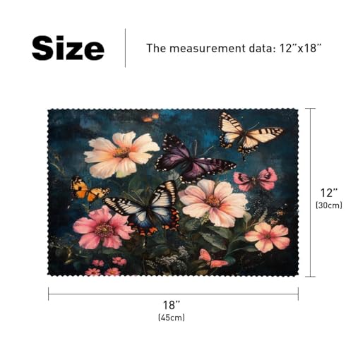Set de table de qualité supérieure résistant à la chaleur fleurs et papillons lot de 6 - 6