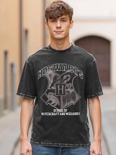Image of Bewakoof Official Harry Potter Merchandise Men's 100% Cotton 220 GSM Graphic Print Oversized Fit Round Neck T-Shirt