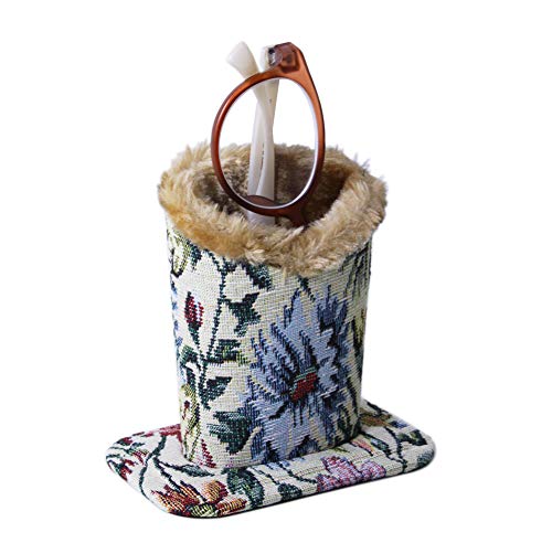 Smart Essentials Upright Floral Eyeglasses Holder Stand Soft Plush Lining Case Rest For Desktop Car