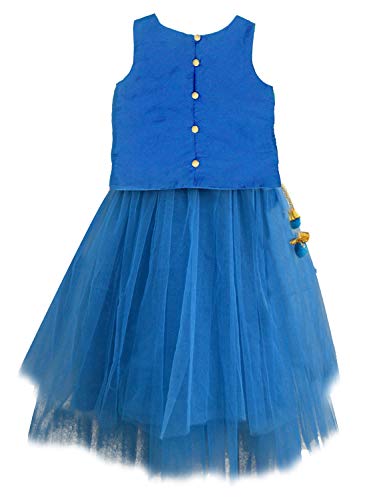 Image of A.T.U.N. Fresh Bloom Embroidered Turquoise Three Piece Tutu Lehenga Set